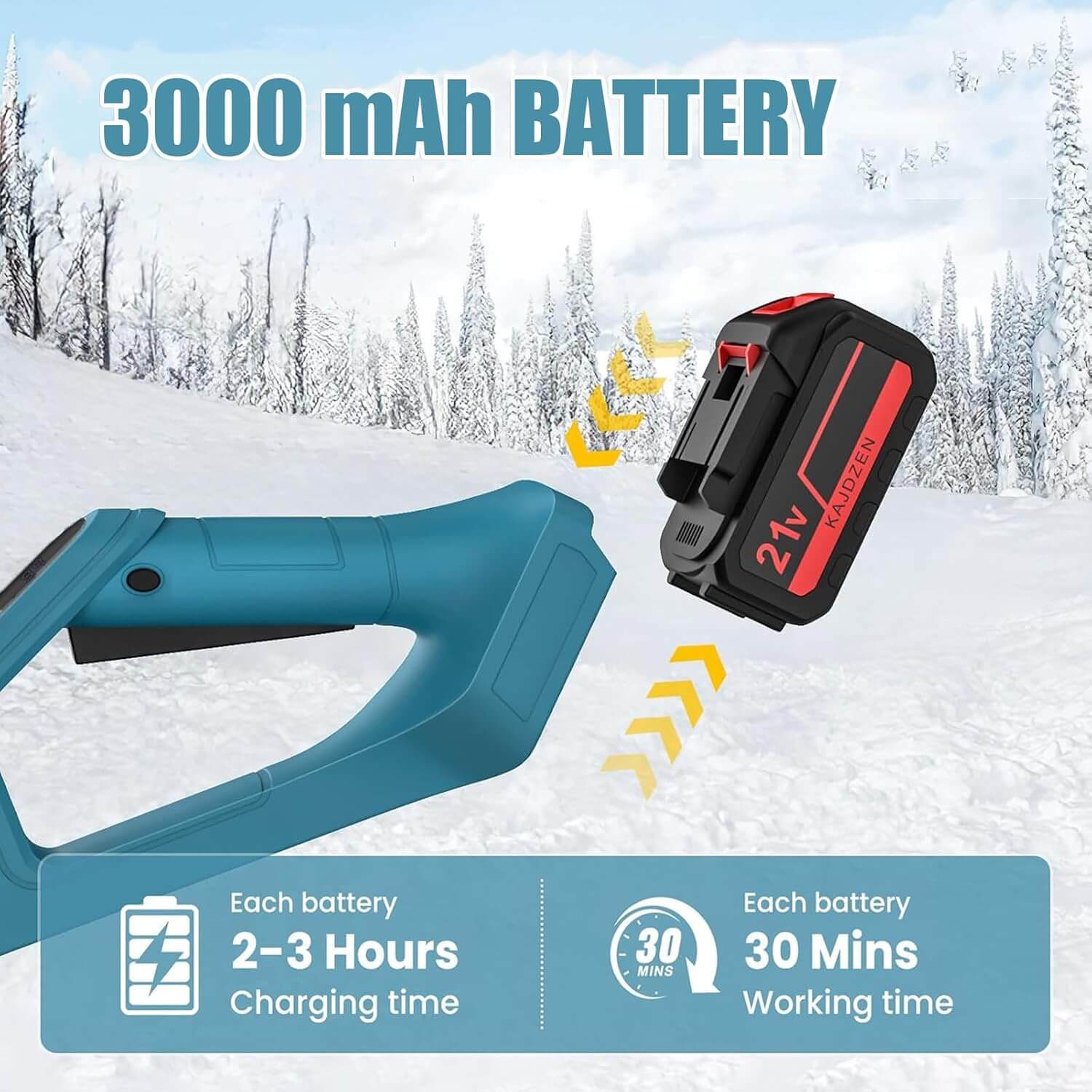 12 inches Cordless Snow Shovel with 2 Batteries