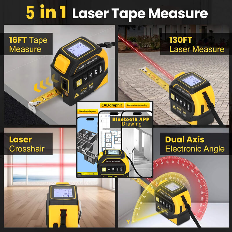 5 in 1 Digital Bluetooth Laser Tape Measure