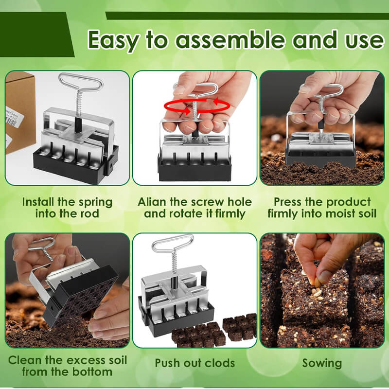 Cell Soil Block Maker with 3 Kinds Seed Pins