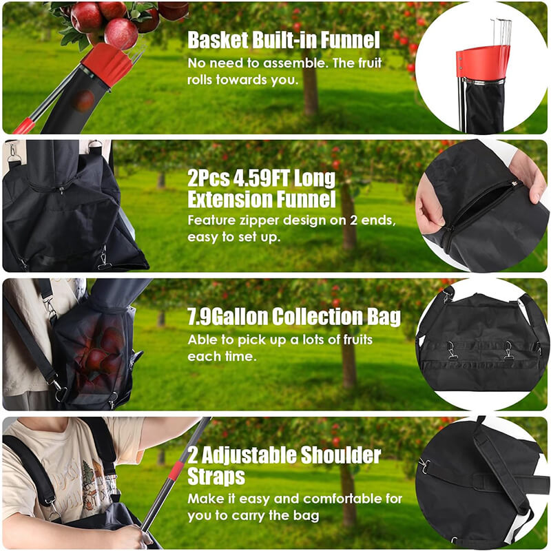 13FT High Reach Fruit Picker Pole with Harvest Bag