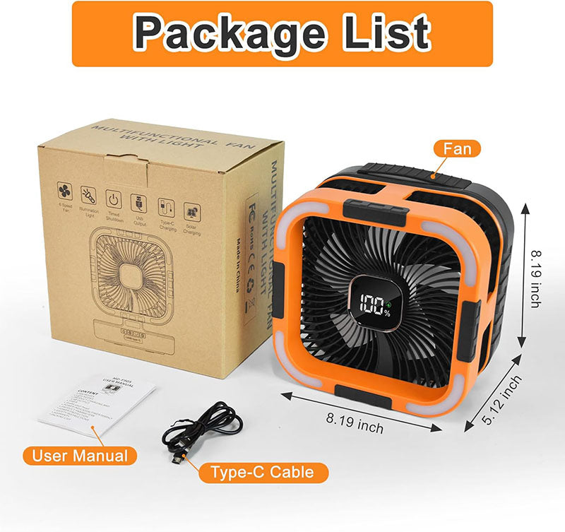 3 in 1 Solar Camping Fan