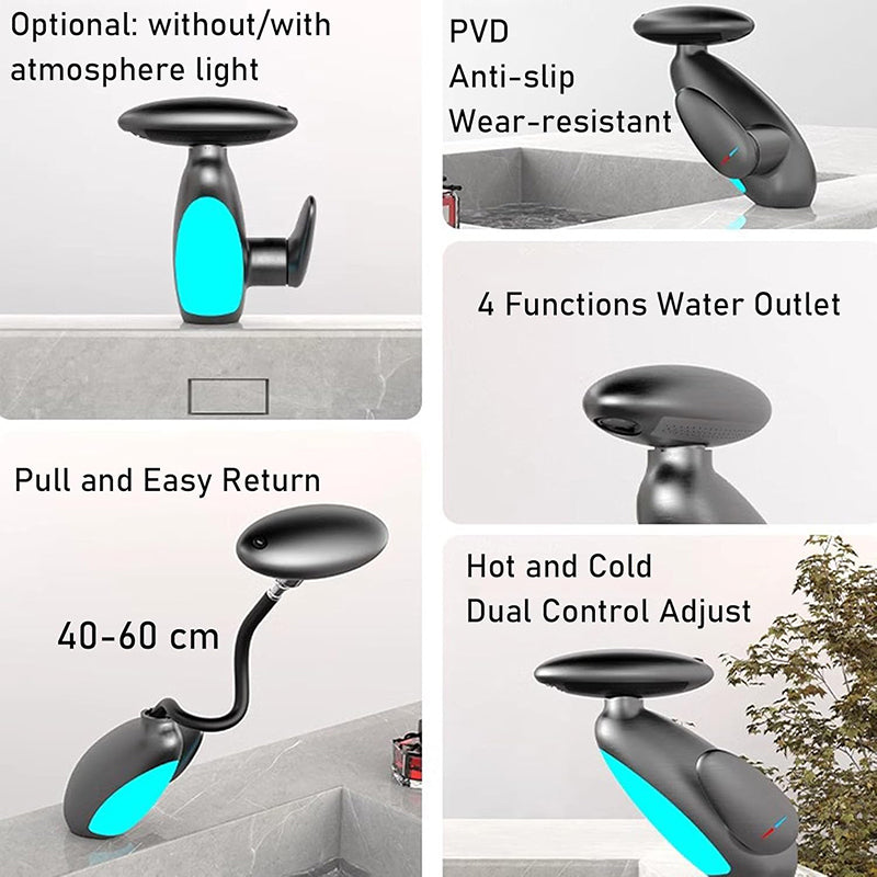 Bathroom Pull-Out Faucet with LED Light