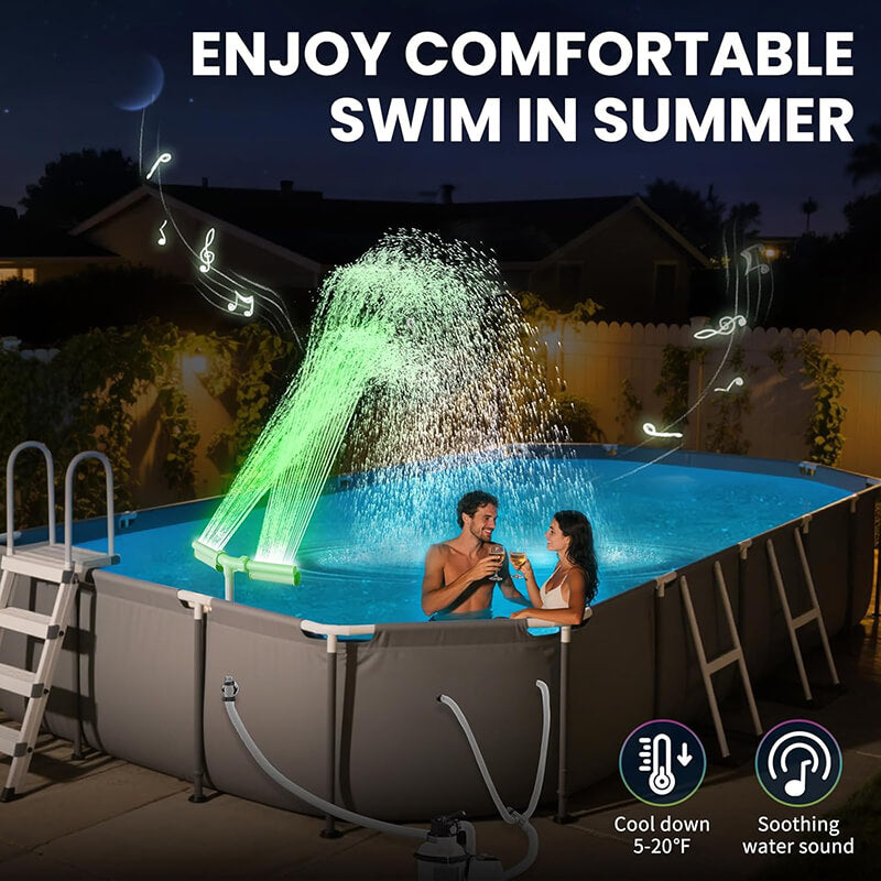 Solar Pool Fountain with Lights