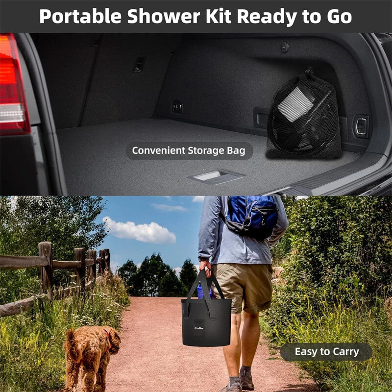 Camping Shower Kit with 5 Gallons Foldable Bucket