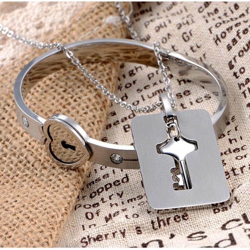 "JE BENT DE SLEUTEL NAAR MIJN HART" Armband + Ketting Set