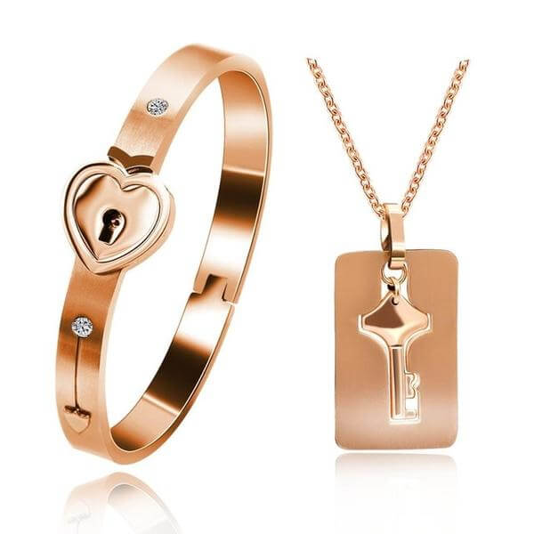 "JE BENT DE SLEUTEL NAAR MIJN HART" Armband + Ketting Set