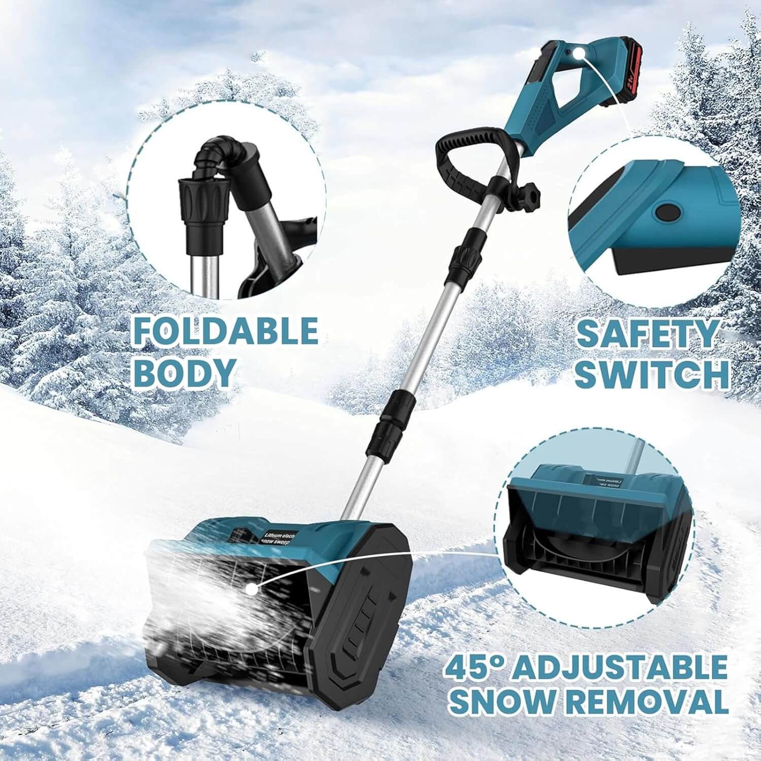 12 inches Cordless Snow Shovel with 2 Batteries