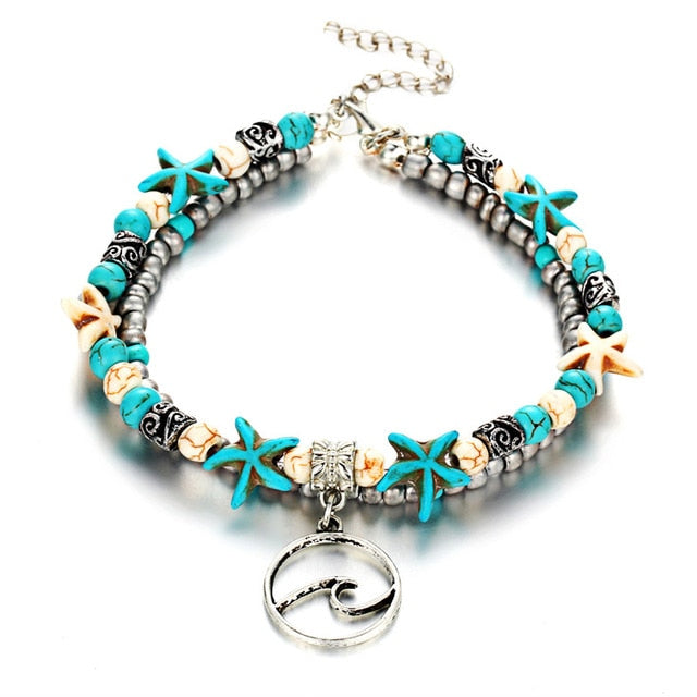 (BEST SELLER) Handgemaakte Schildpad & Oceaan Enkelarmband