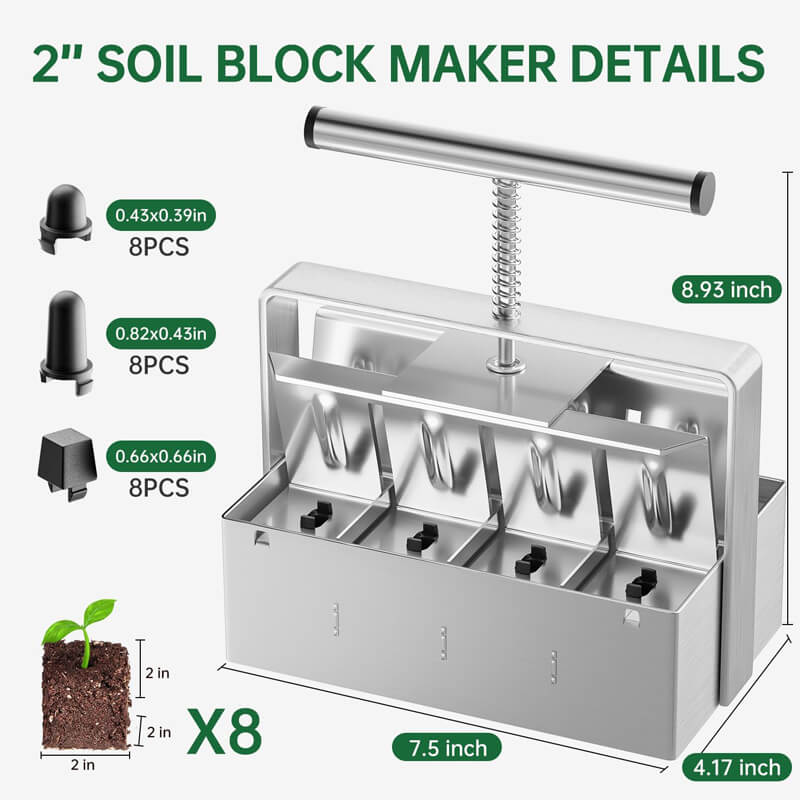 Cell Soil Block Maker with 3 Kinds Seed Pins