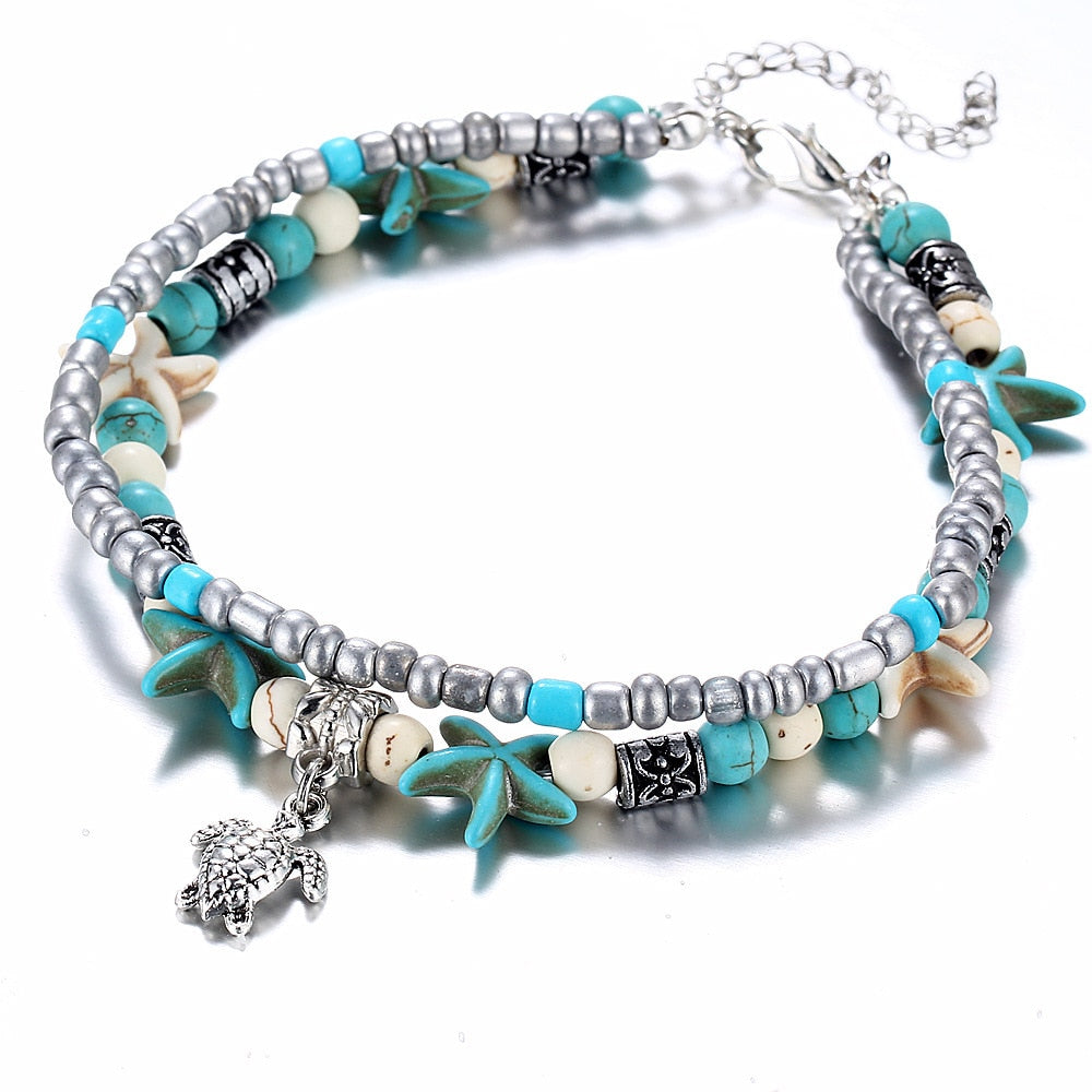 (BEST SELLER) Handgemaakte Schildpad & Oceaan Enkelarmband