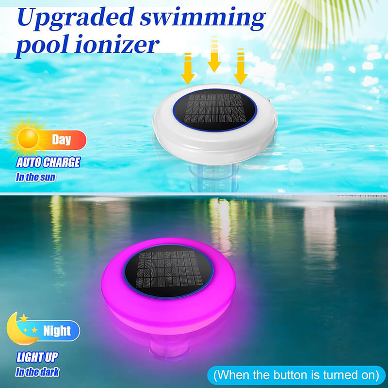 Solar Powered Pool Ionizer with LED Light