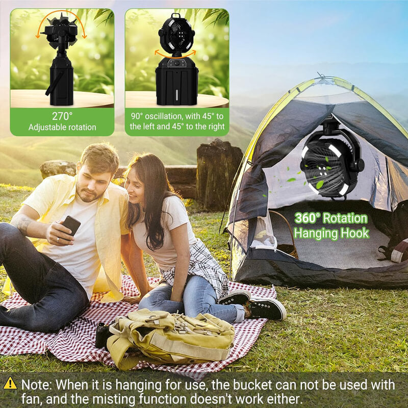 4 in 1 Mist Camping Fan with 6L Bucket